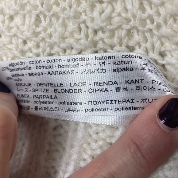 Zara Alpaca Blend Creme Lace Sweater - Picture 5 of 6